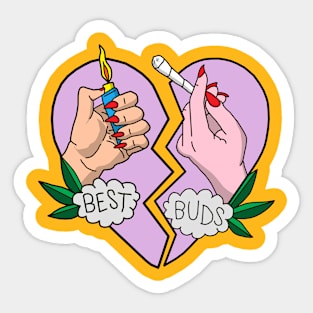 BEST BUDS 420 Love Heart Weed Lovers Sticker